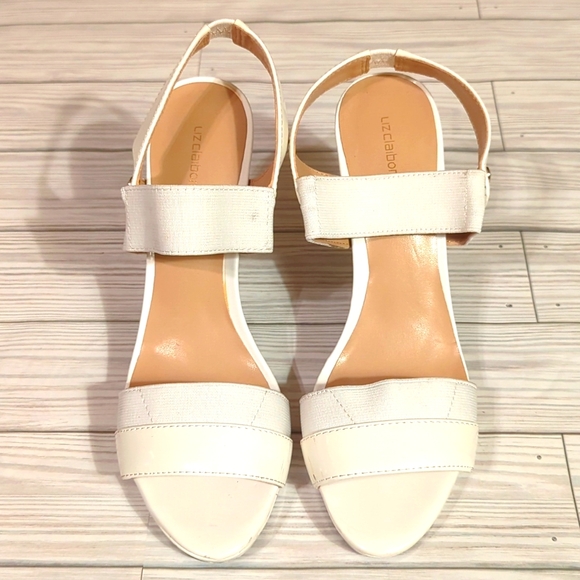 Liz Claiborne Dara Womens Pump White Patent Leather Block Heels Size 7M - Picture 1 of 5